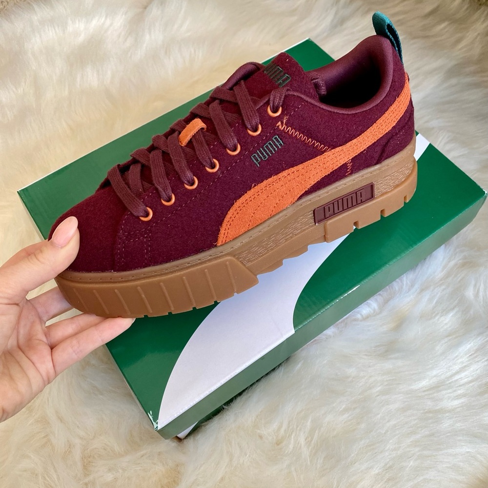 Puma Mayze WS Wooly Platform Sneakers Aubergine